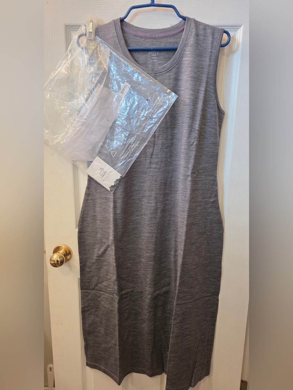 Woolx Lrg Sleeveless Graphite Heather Cassie Dress